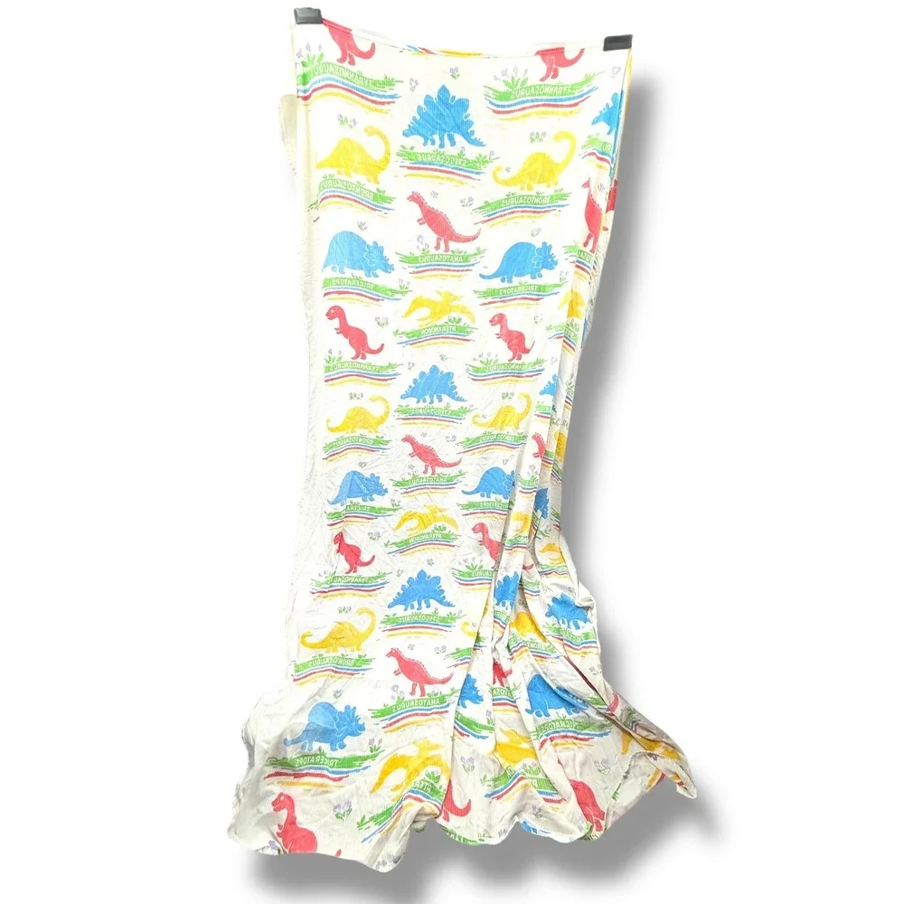 Vintage Sears Dinosaur Twin Flat Sheet Kids Bedding Colorful‎ Prehistoric Print